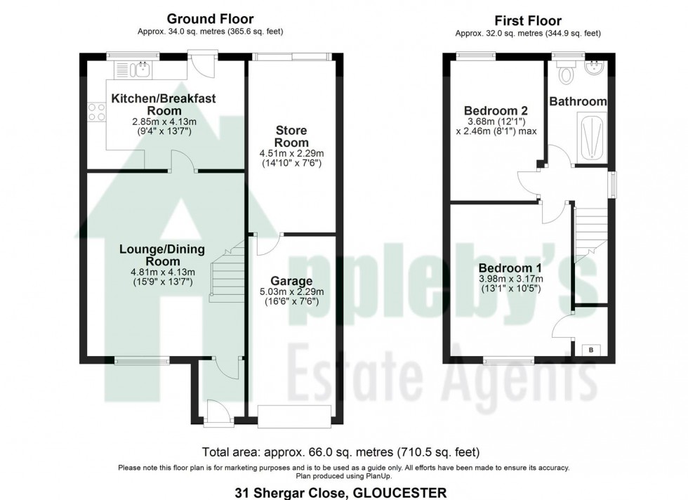 Floorplan for Shergar Close, Abbeydale, Gloucester